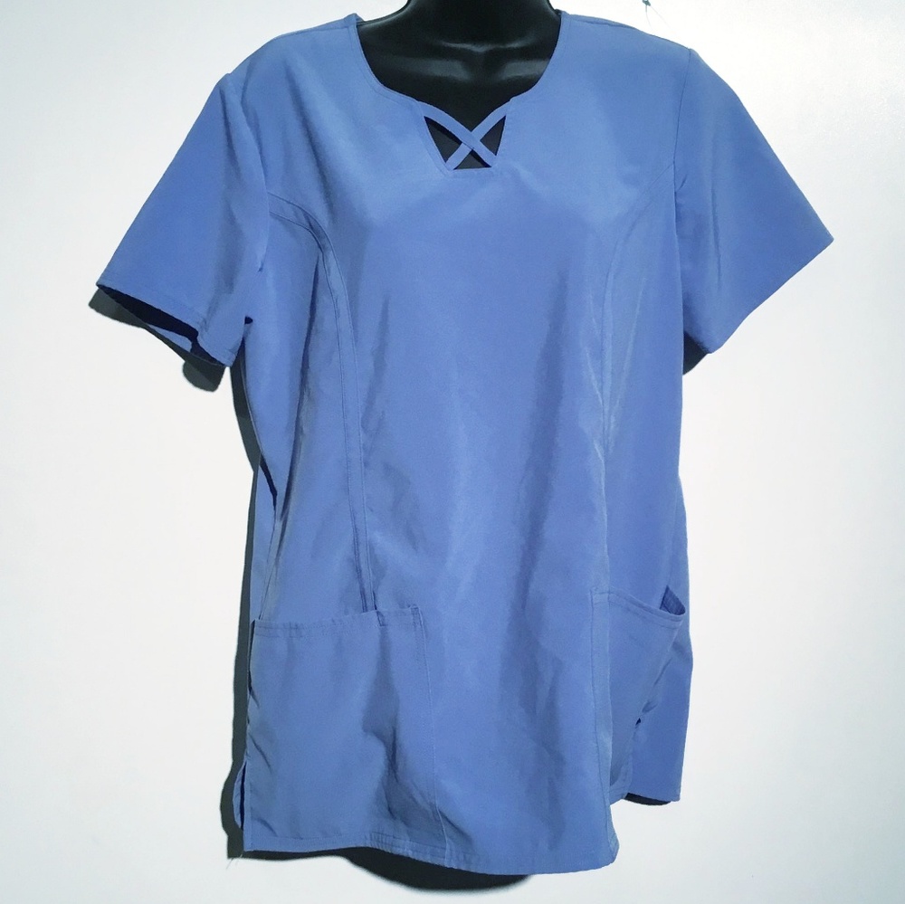 Cherokee Women Scrub Top Blue Size Small